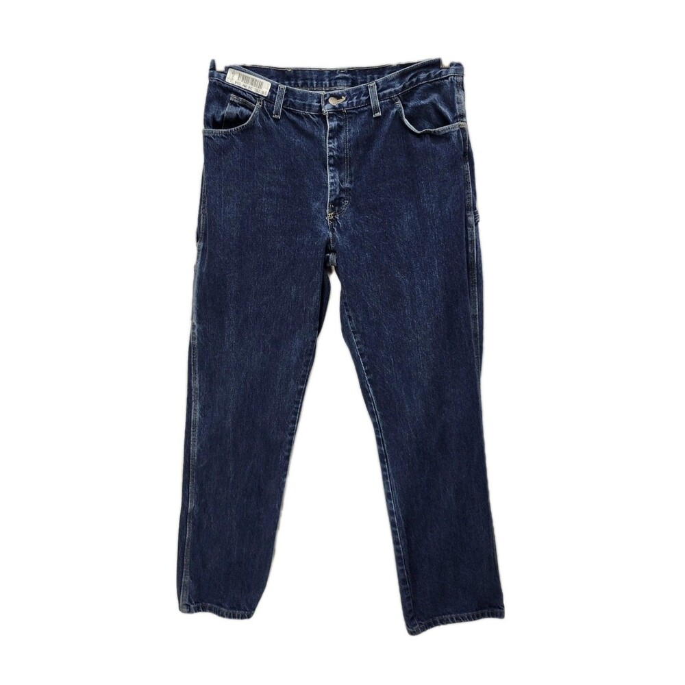 UniFirst Uniform Workwear Carpenter Jeans Mens 36x34 Blue Cotton Straight Leg